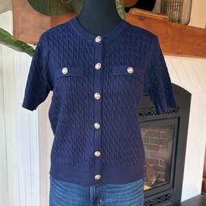 Button-Up Women's Short Sleeves Sweater